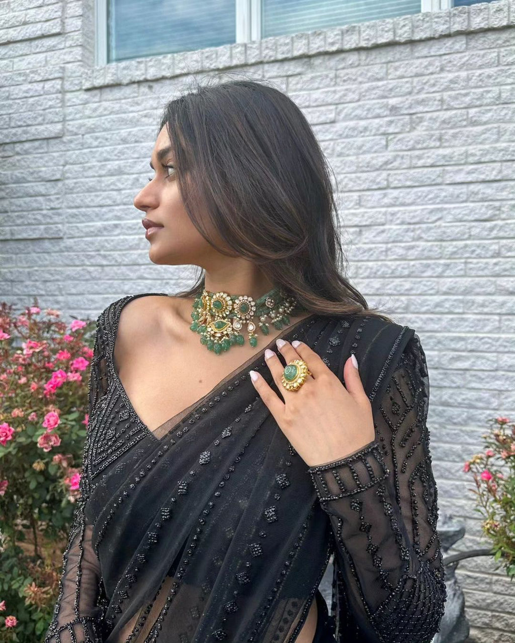 Pure Georgette Sequin Saree
