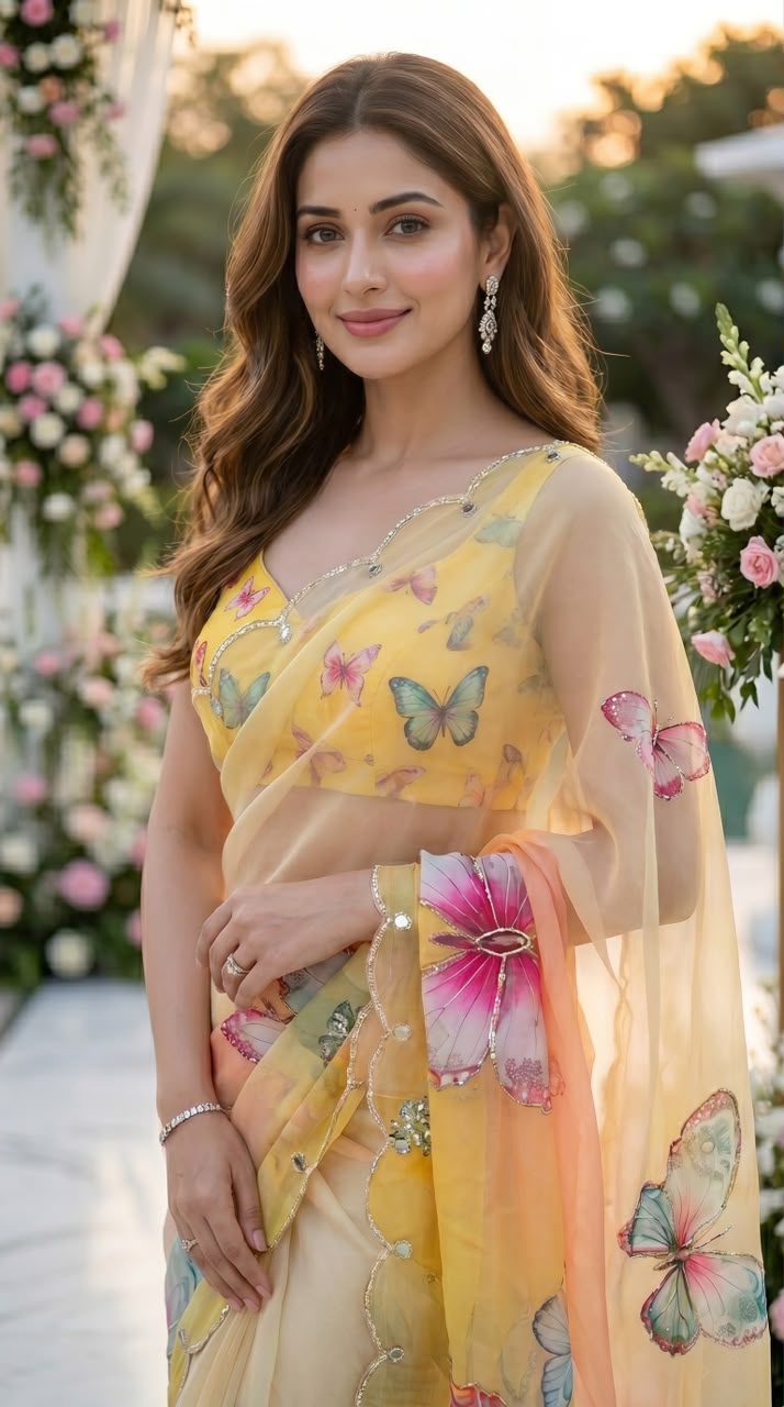 Butterfly Soft Tabby 3D Digital Print Saree