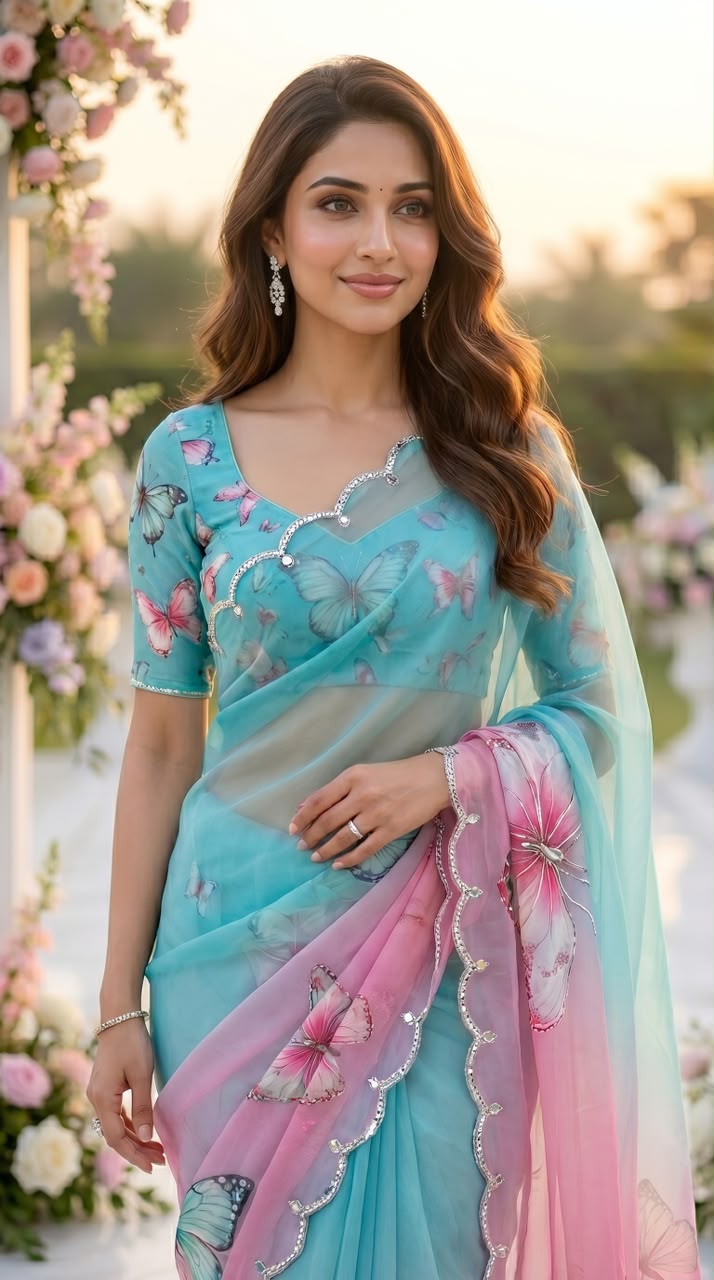 Butterfly Soft Tabby 3D Digital Print Saree