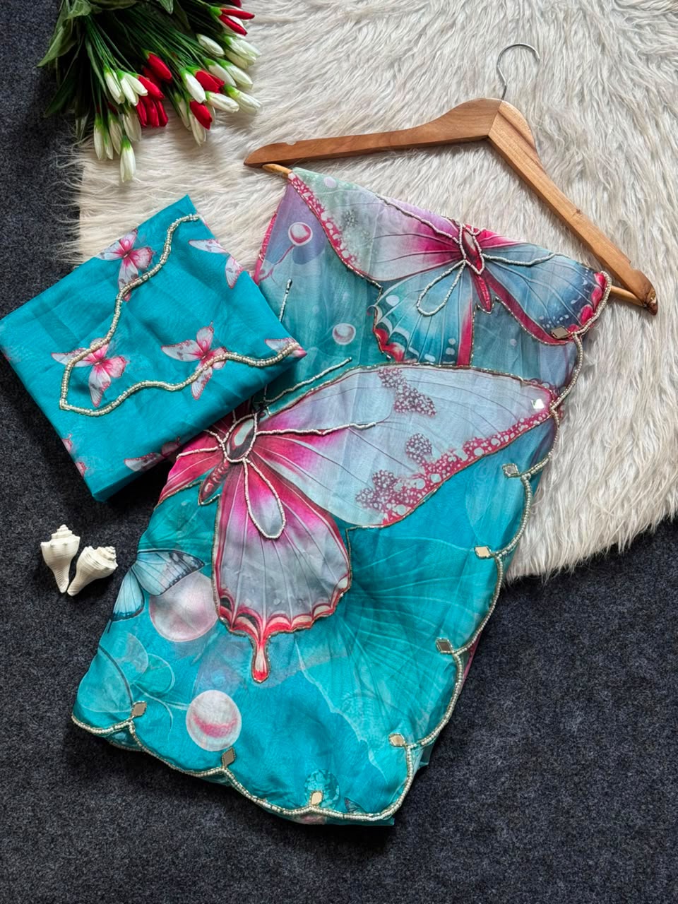 Butterfly Soft Tabby 3D Digital Print Saree