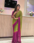 Gold Crush Chinnon Handwork Saree