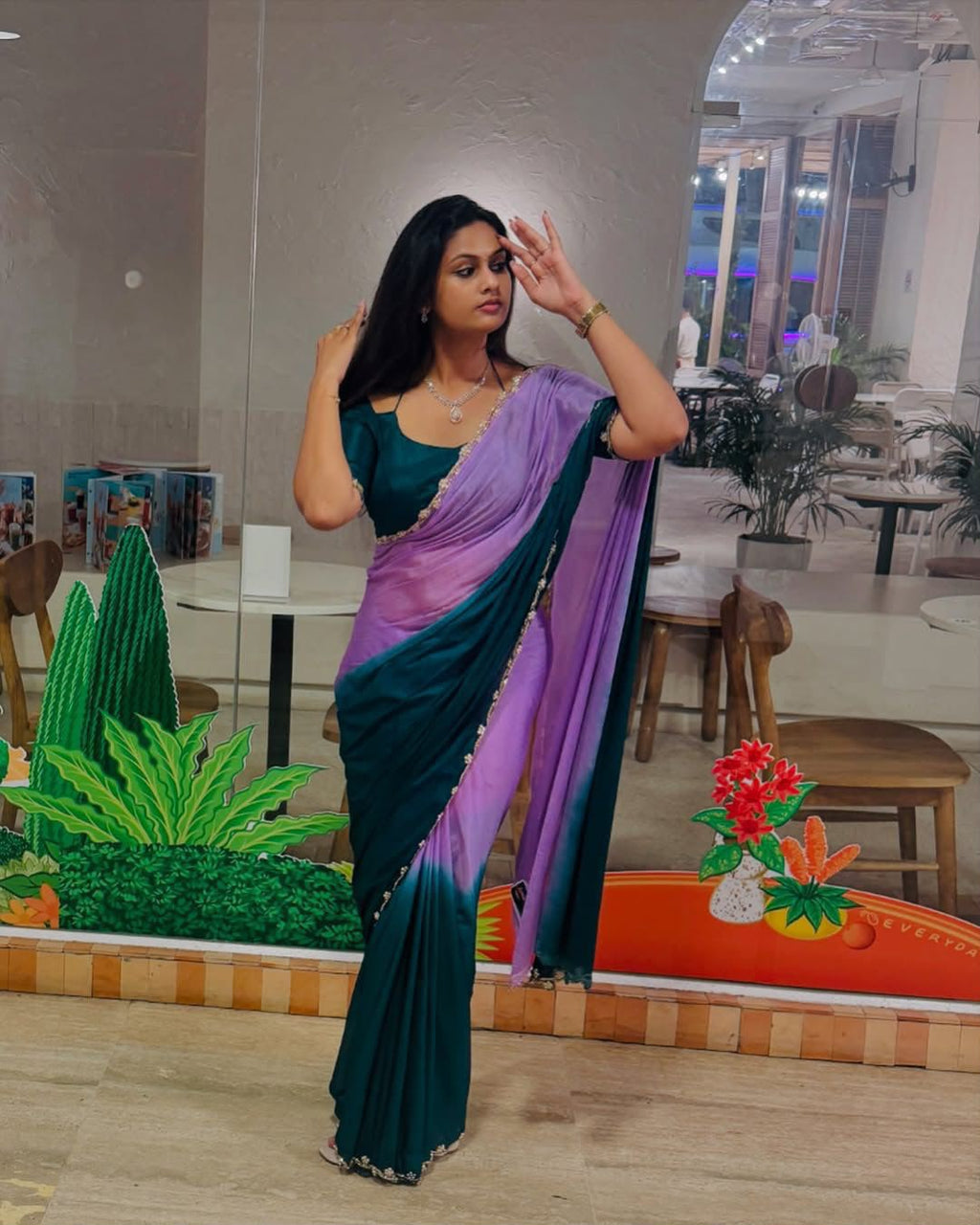 Gold Crush Chinnon Handwork Saree