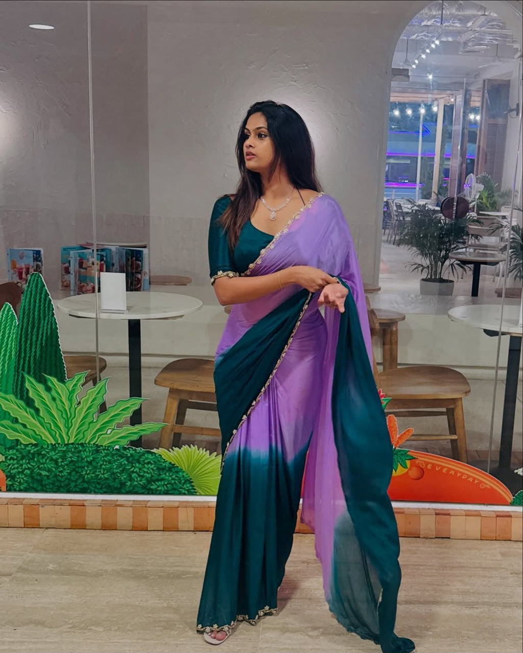 Gold Crush Chinnon Handwork Saree