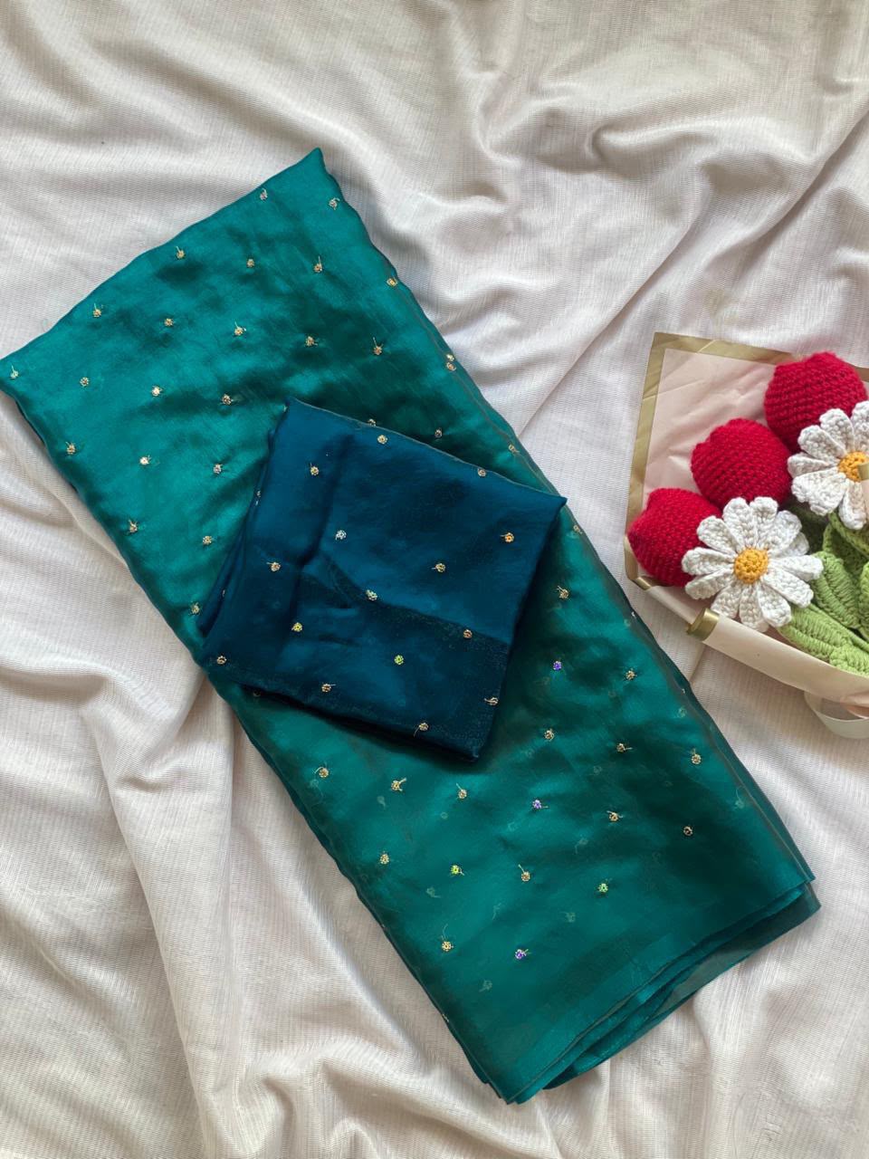 Sassy Petals Space Silk Sequin Saree