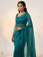 Sassy Petals Space Silk Sequin Saree