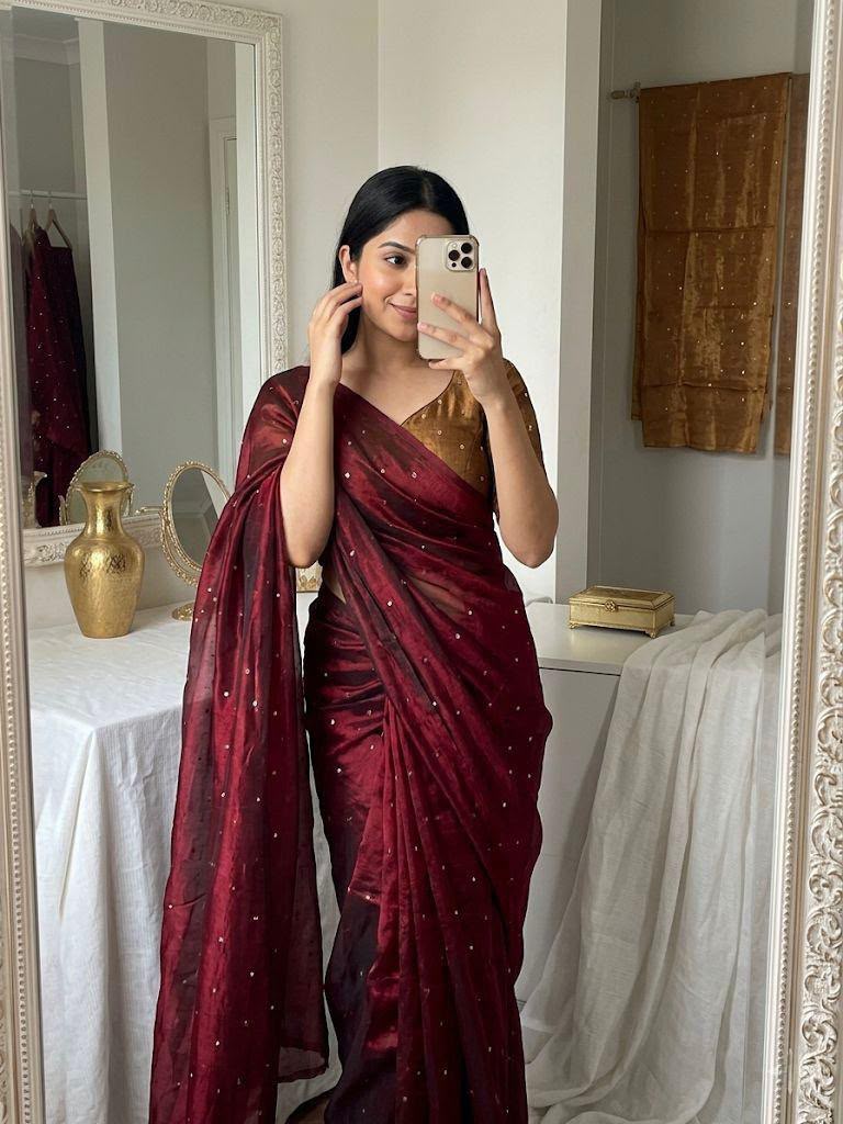 Sassy Petals Space Silk Sequin Saree