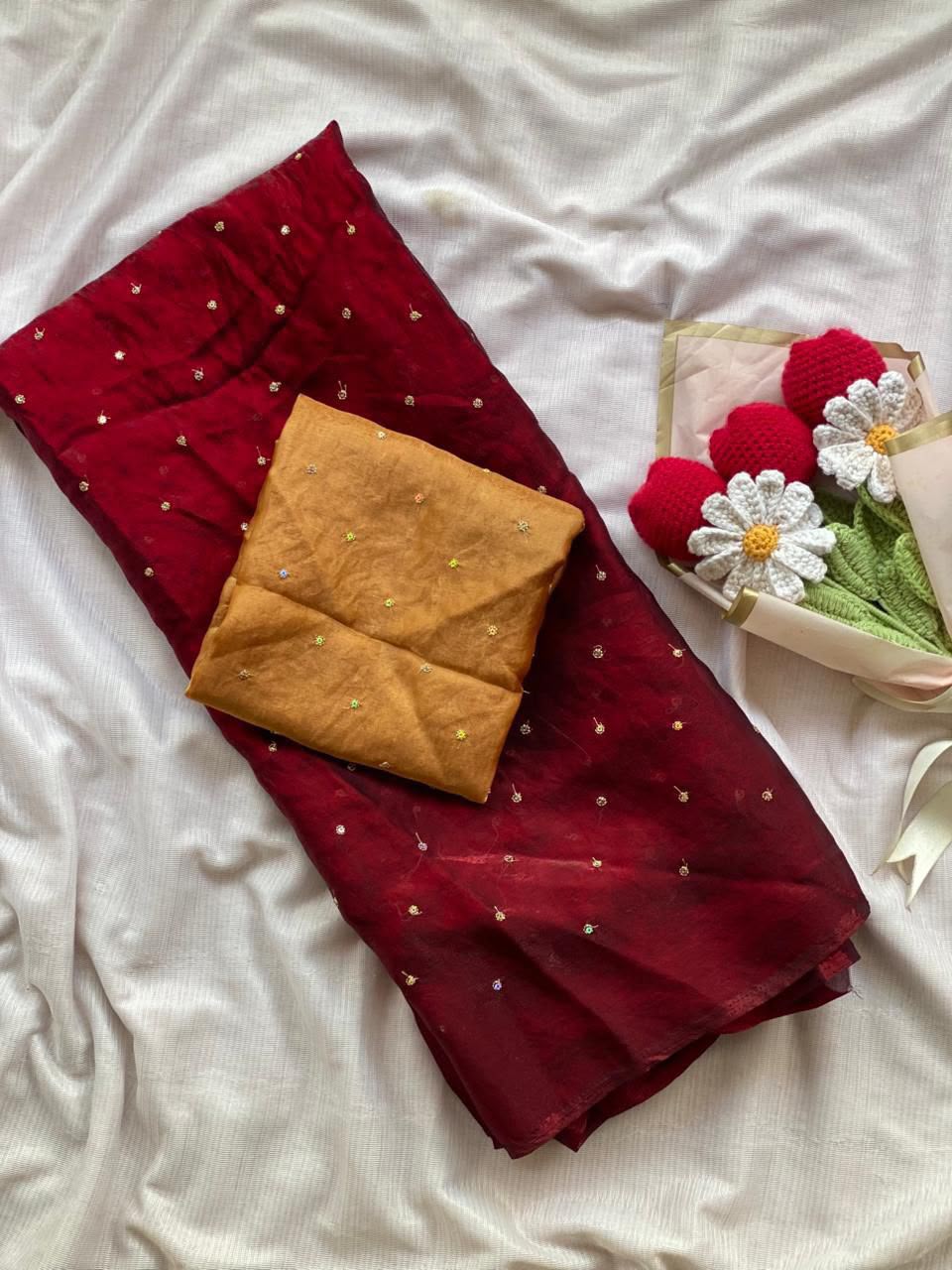 Sassy Petals Space Silk Sequin Saree