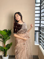 Jenny Organza Moti Cutdana Saree