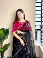 Jenny Organza Moti Cutdana Saree