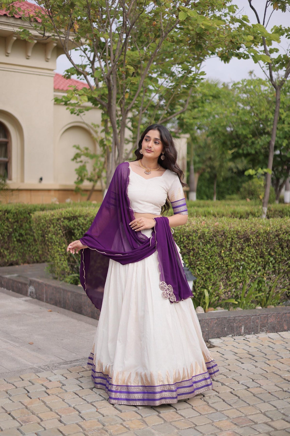 Viscose Jacquard Onam Lehenga