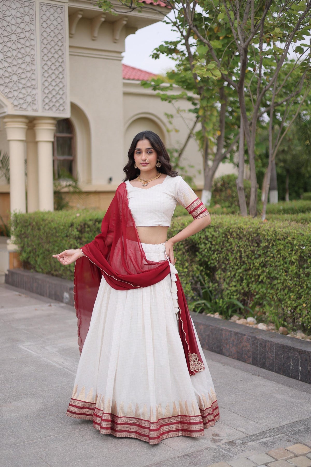 Viscose Jacquard Onam Lehenga