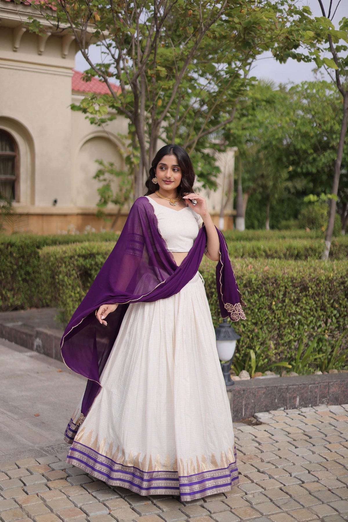 Viscose Jacquard Onam Lehenga