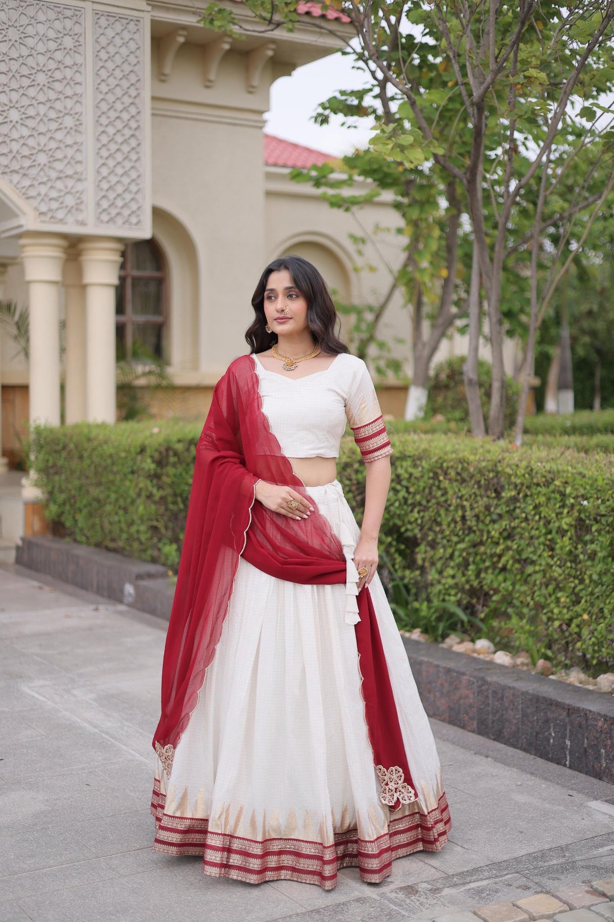 Viscose Jacquard Onam Lehenga