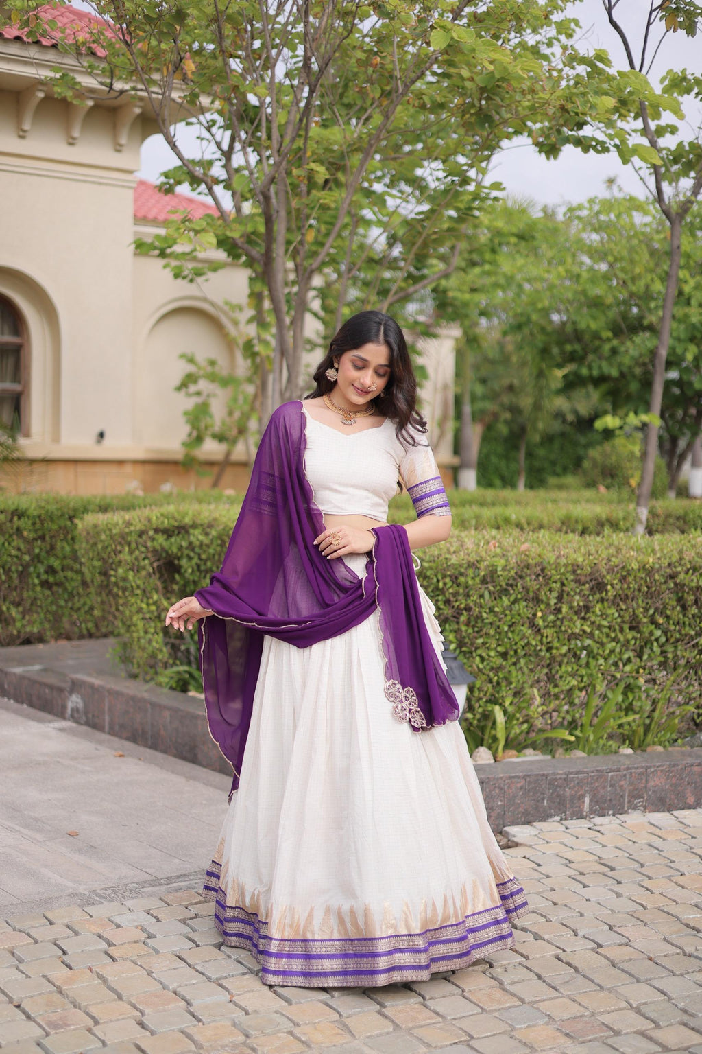 Viscose Jacquard Onam Lehenga