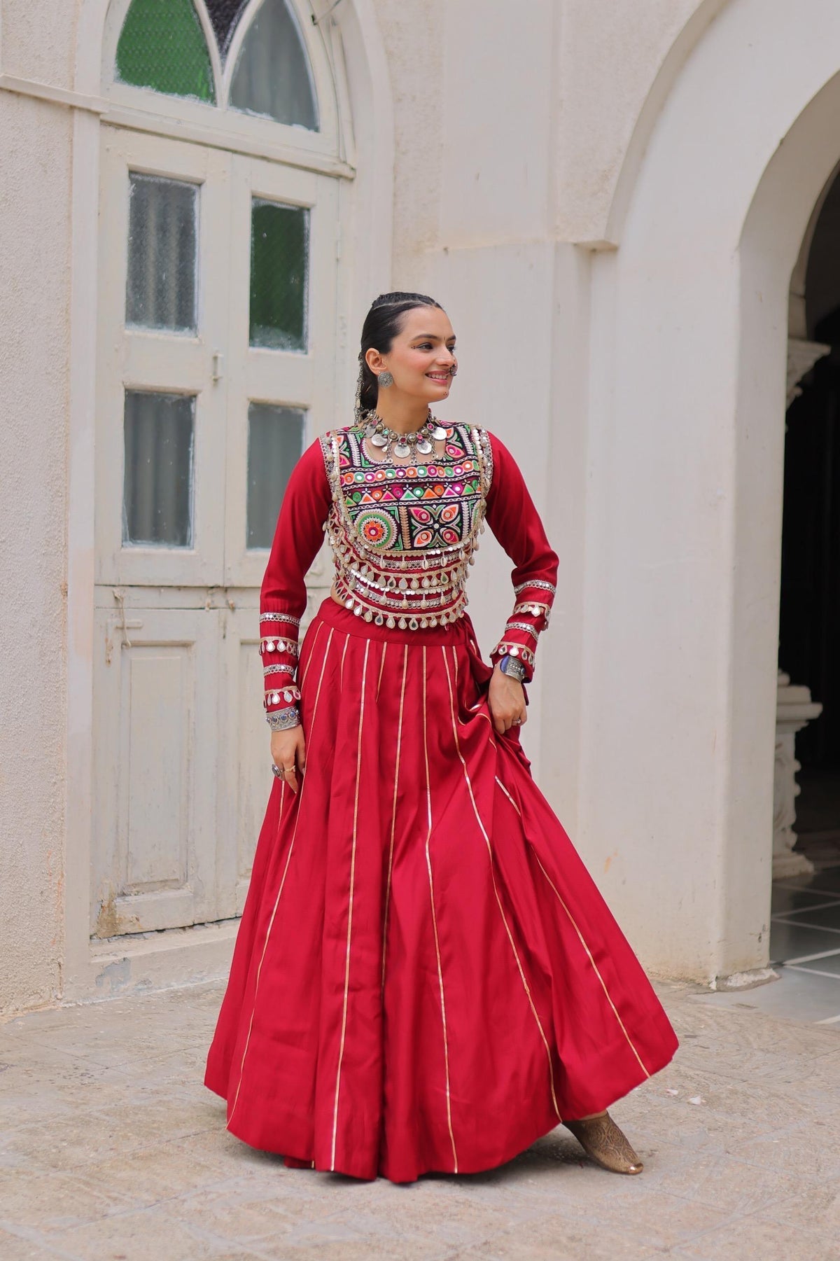 Roman Silk Gota Patti Lehenga