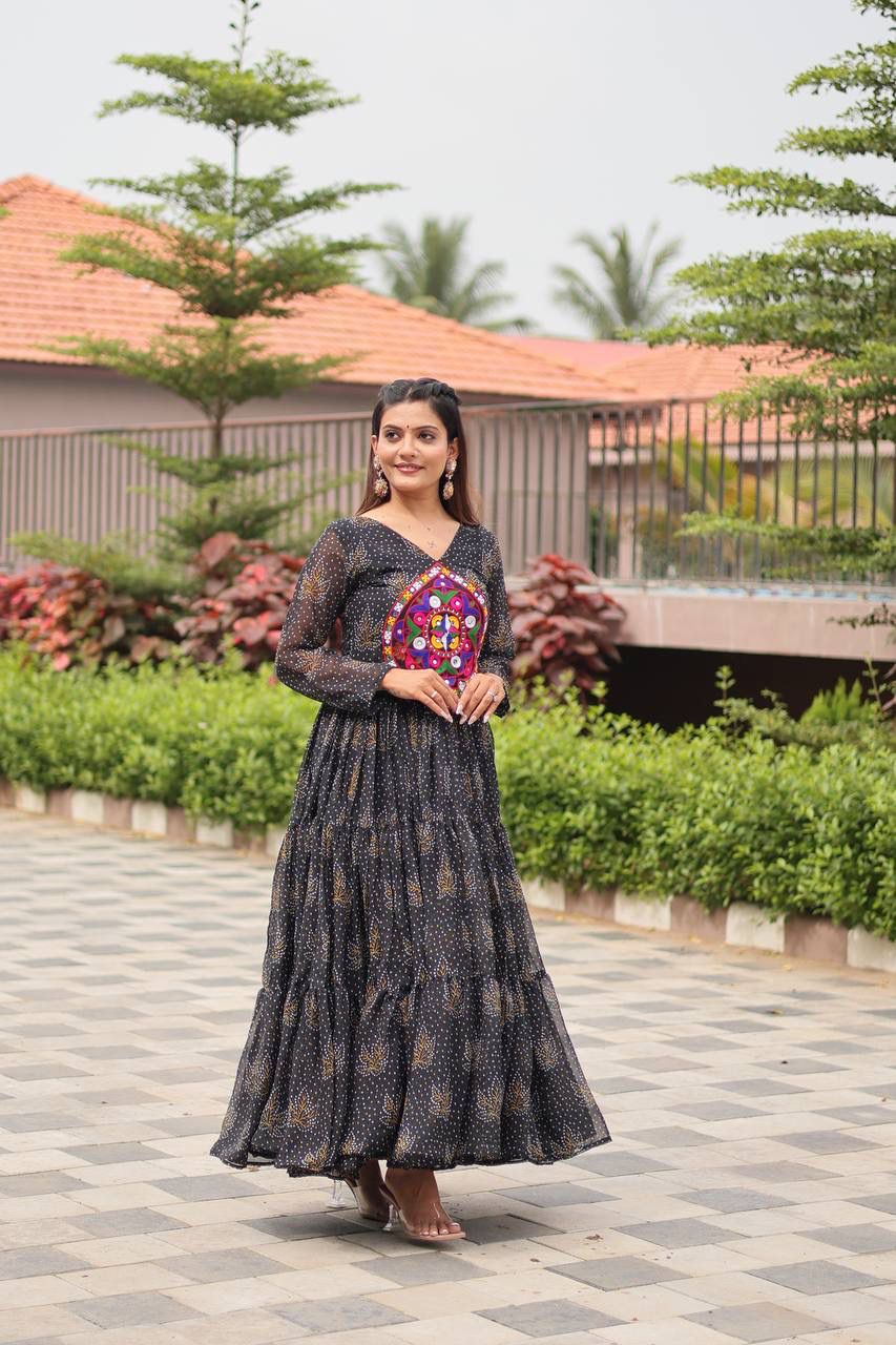 Navratri Special Gamthi Work Gown