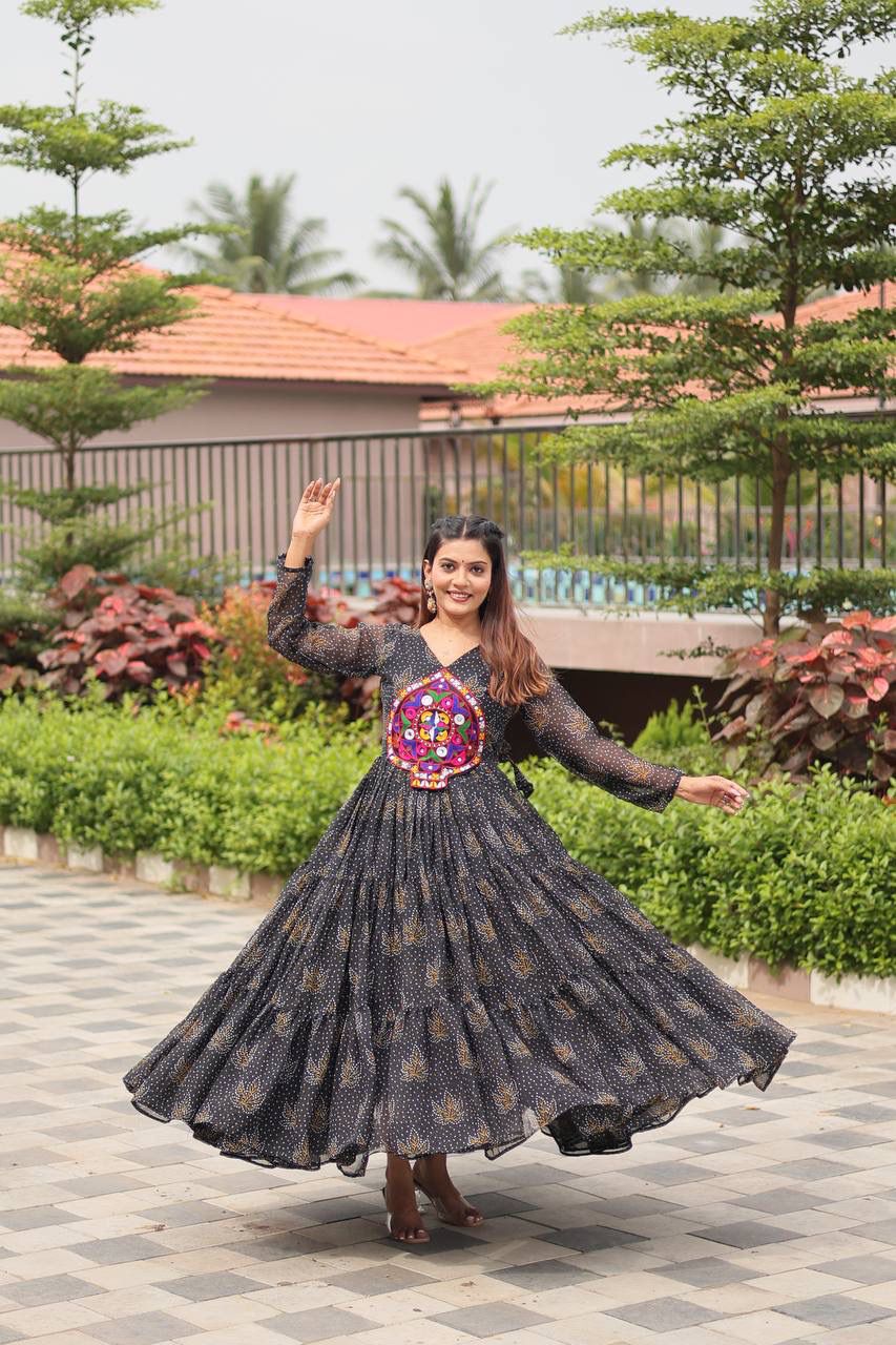 Navratri Special Gamthi Work Gown