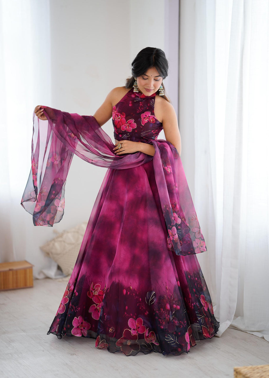 Pure Organza Jari Work Lehenga Choli