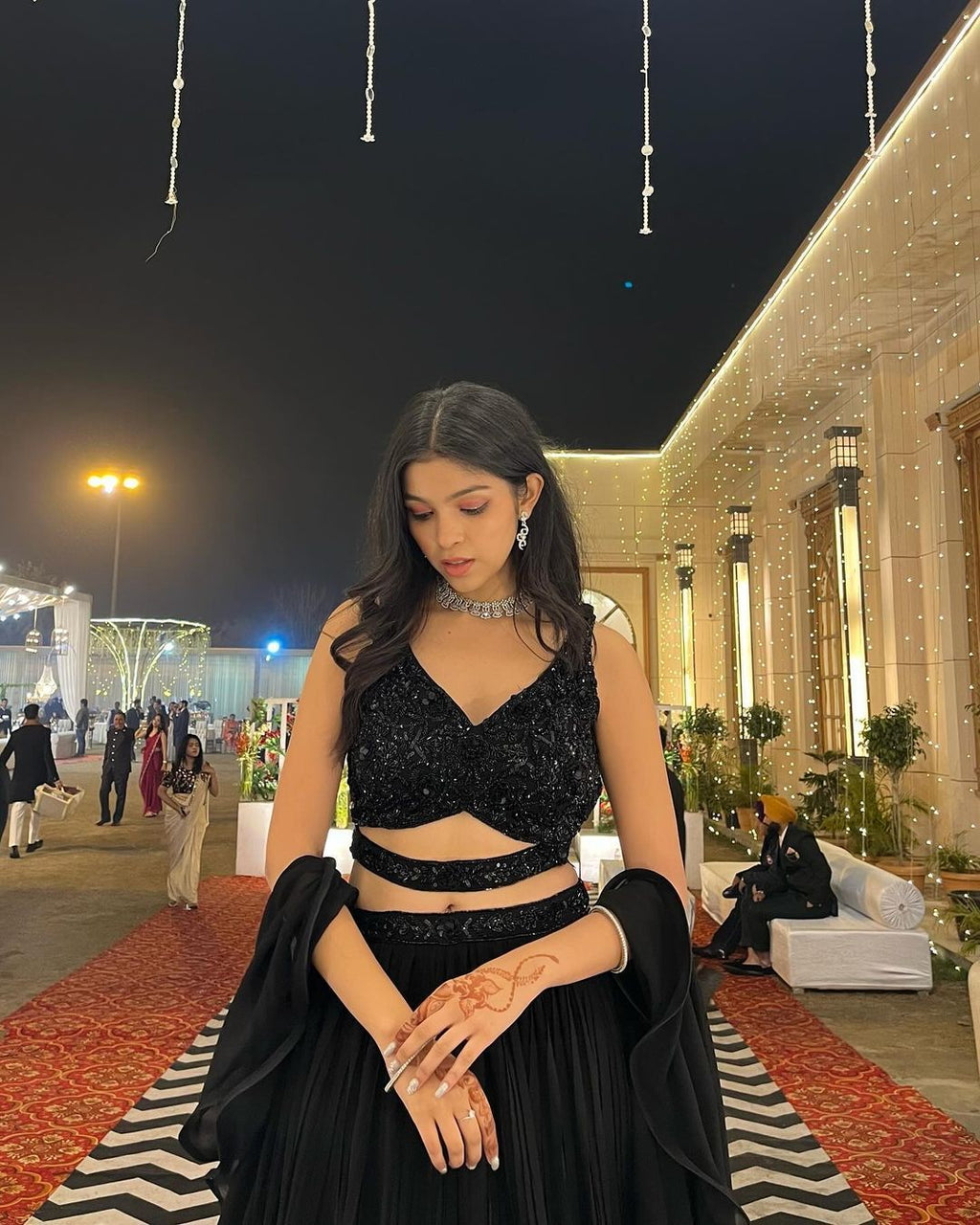 Cascade Georgette Lehenga