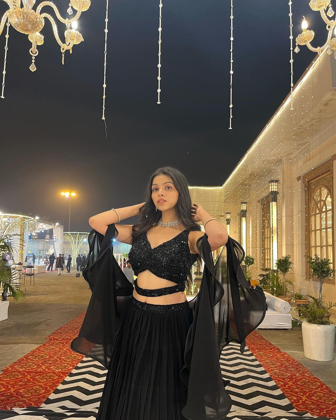 Cascade Georgette Lehenga