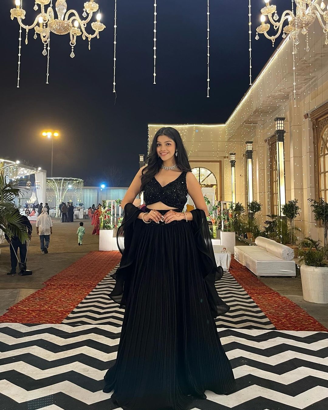 Cascade Georgette Lehenga