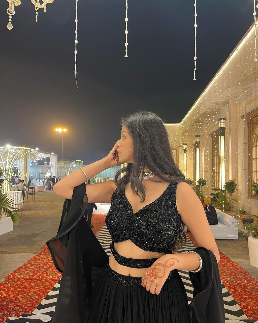 Cascade Georgette Lehenga