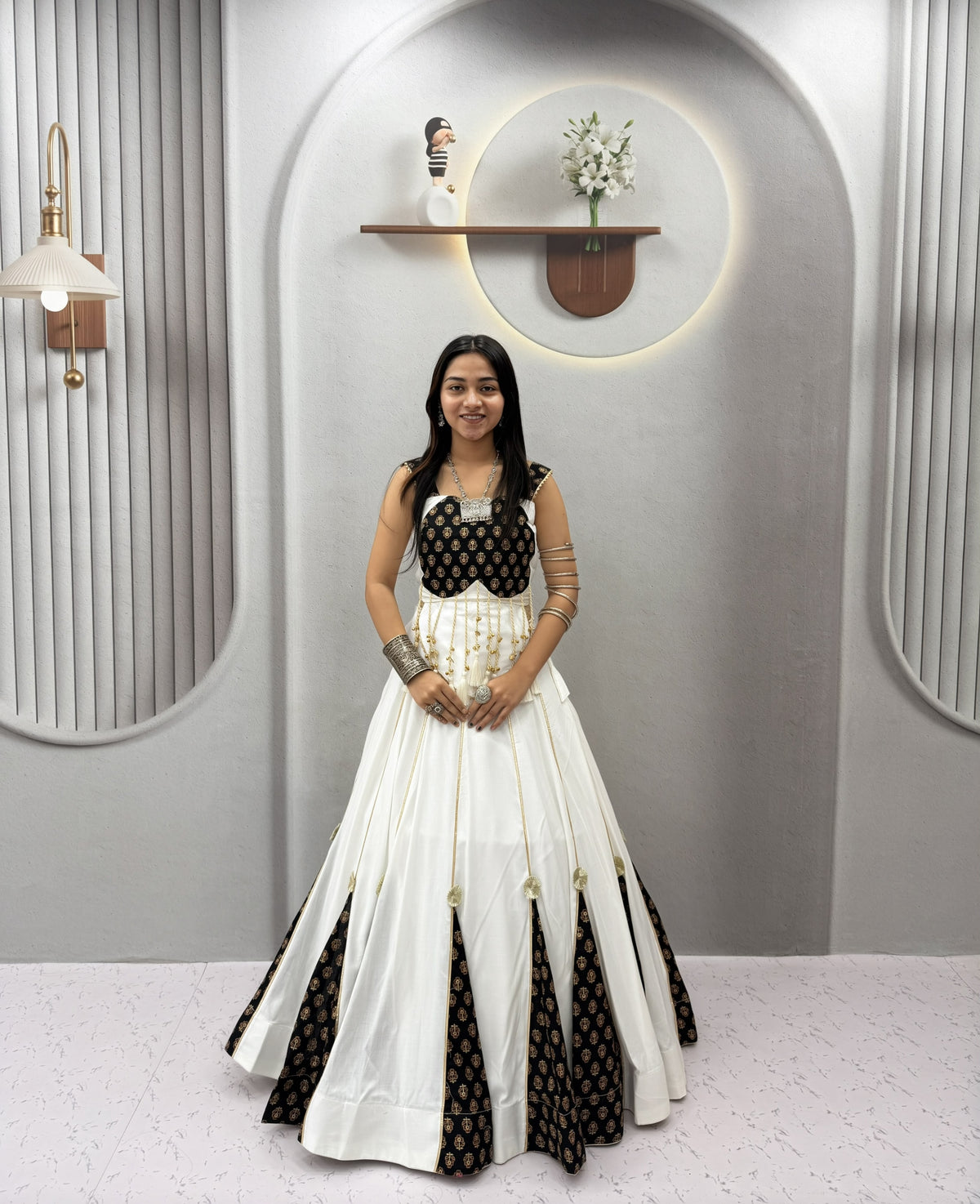 Ajrak Ribbon Lehenga