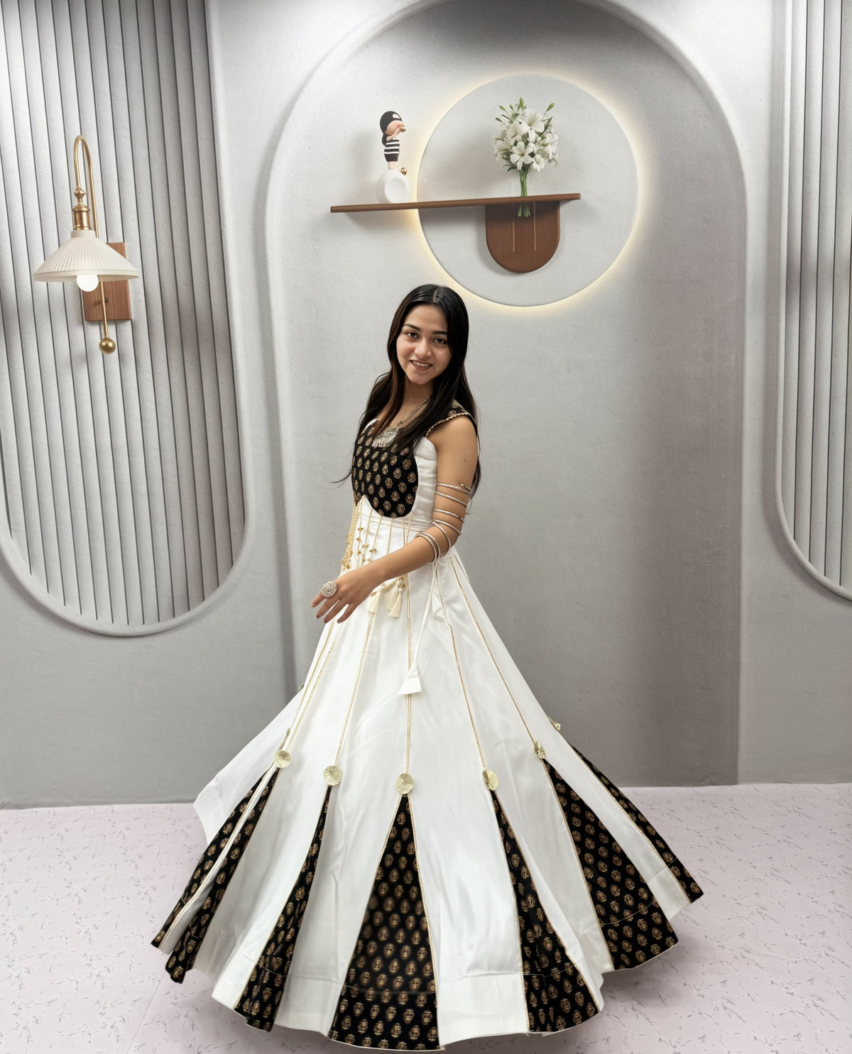 Ajrak Ribbon Lehenga