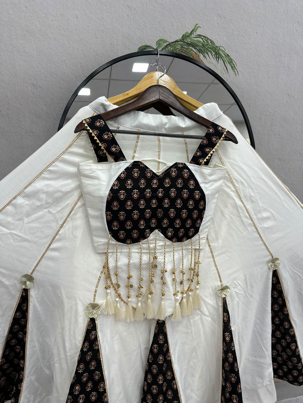 Ajrak Ribbon Lehenga