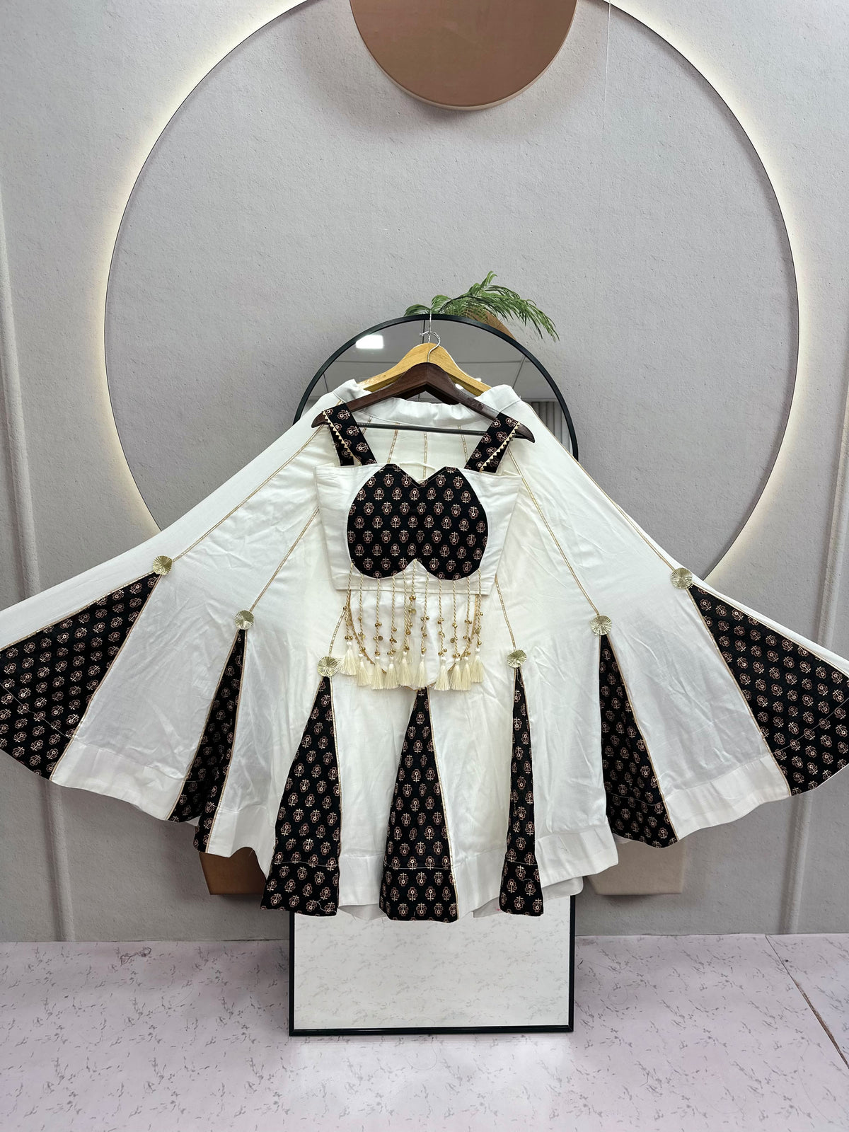 Ajrak Ribbon Lehenga
