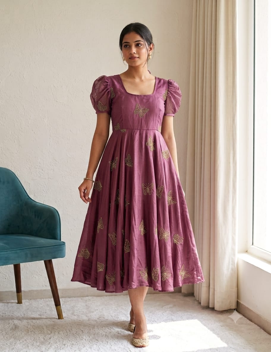 Rangoli Silk Beads Work Gown
