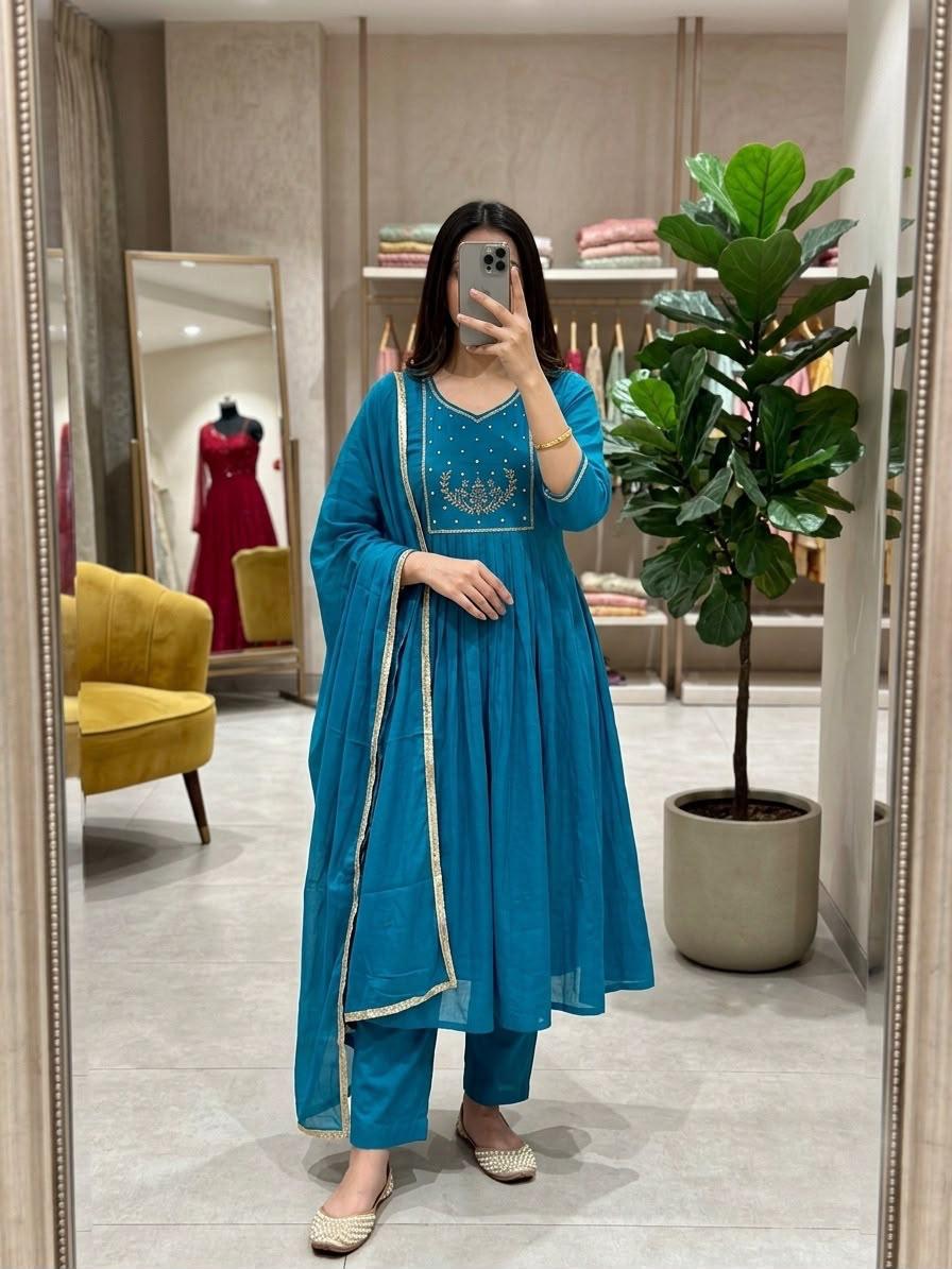 Wine Blossom Anarkali Gown