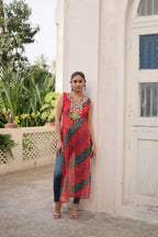 Bandhej Mirror Work Kurti