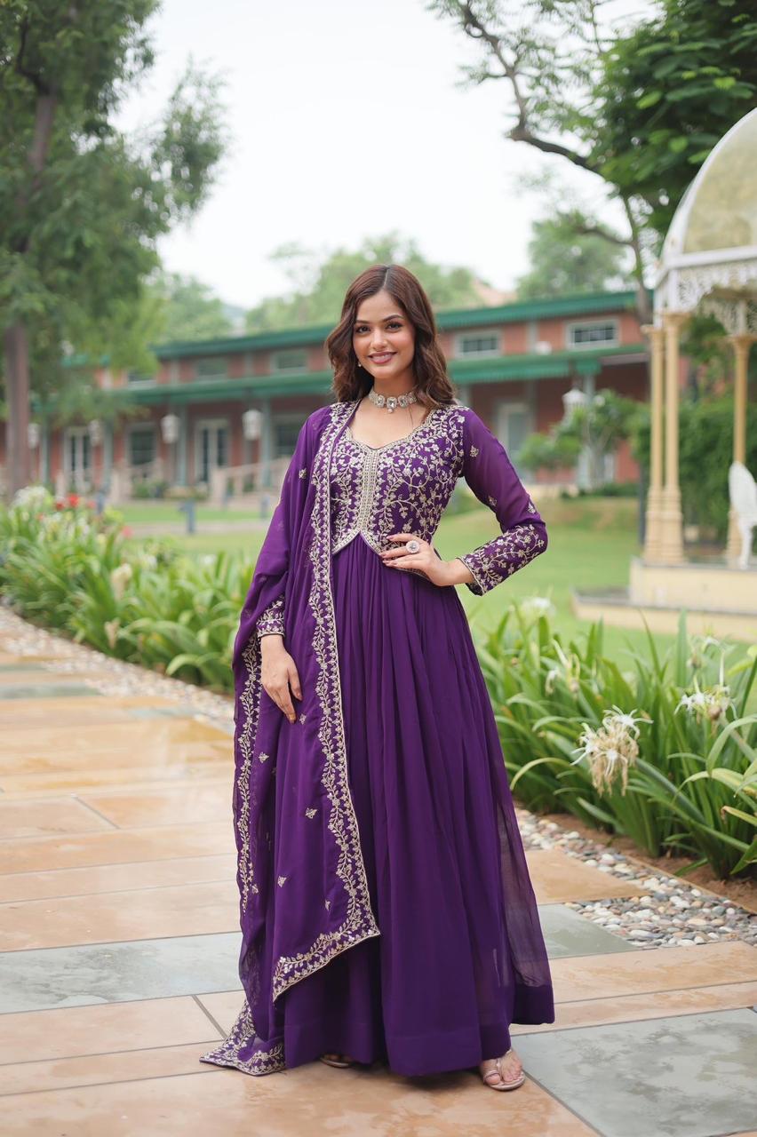Blooming Sequins Designer Gown