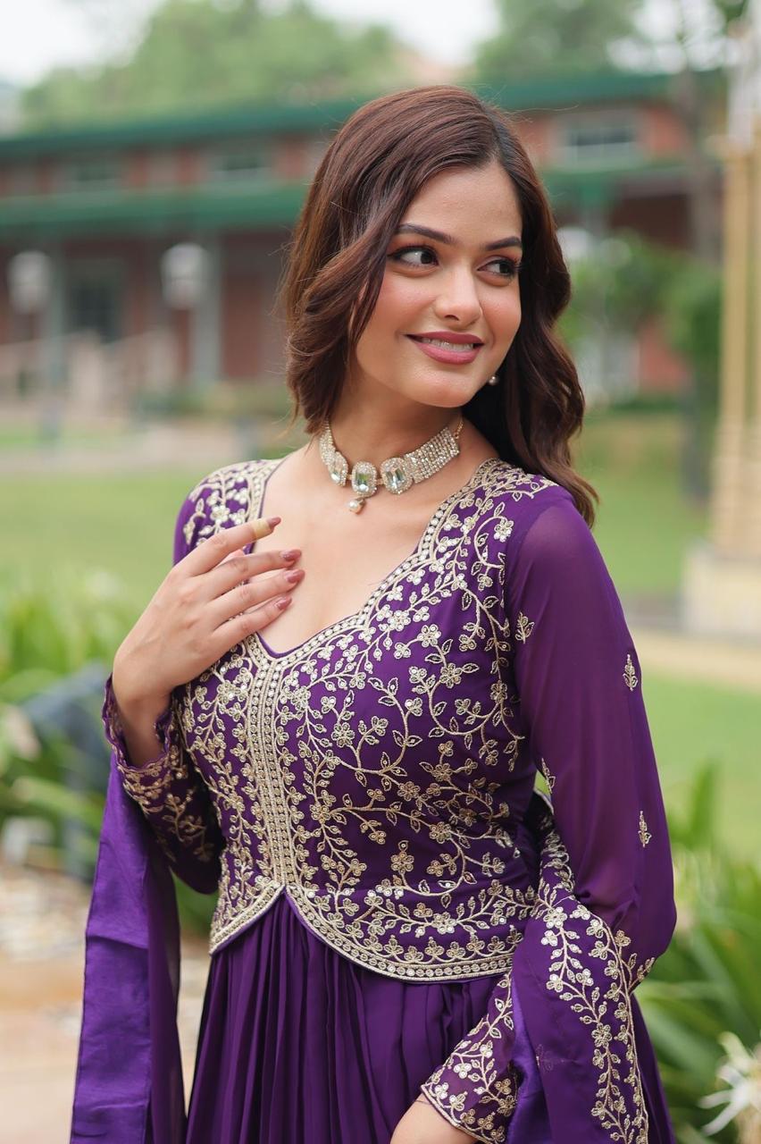Blooming Sequins Designer Gown