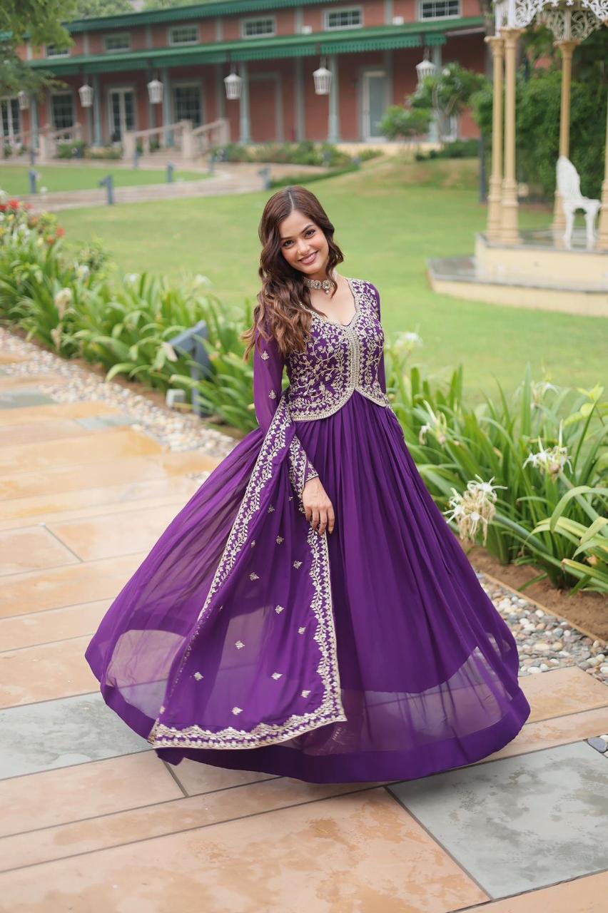 Blooming Sequins Designer Gown
