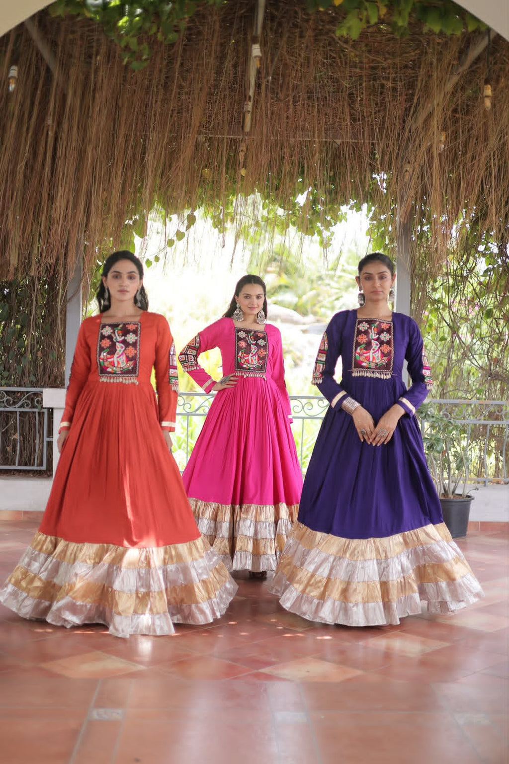 Kutchi Gamthi Mirror Work Gown