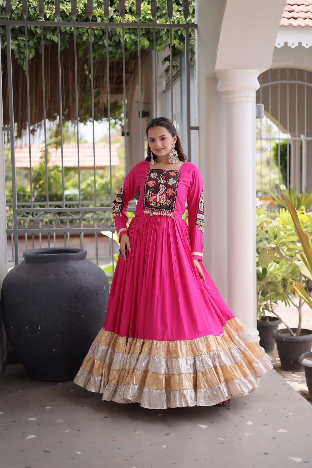 Kutchi Gamthi Mirror Work Gown