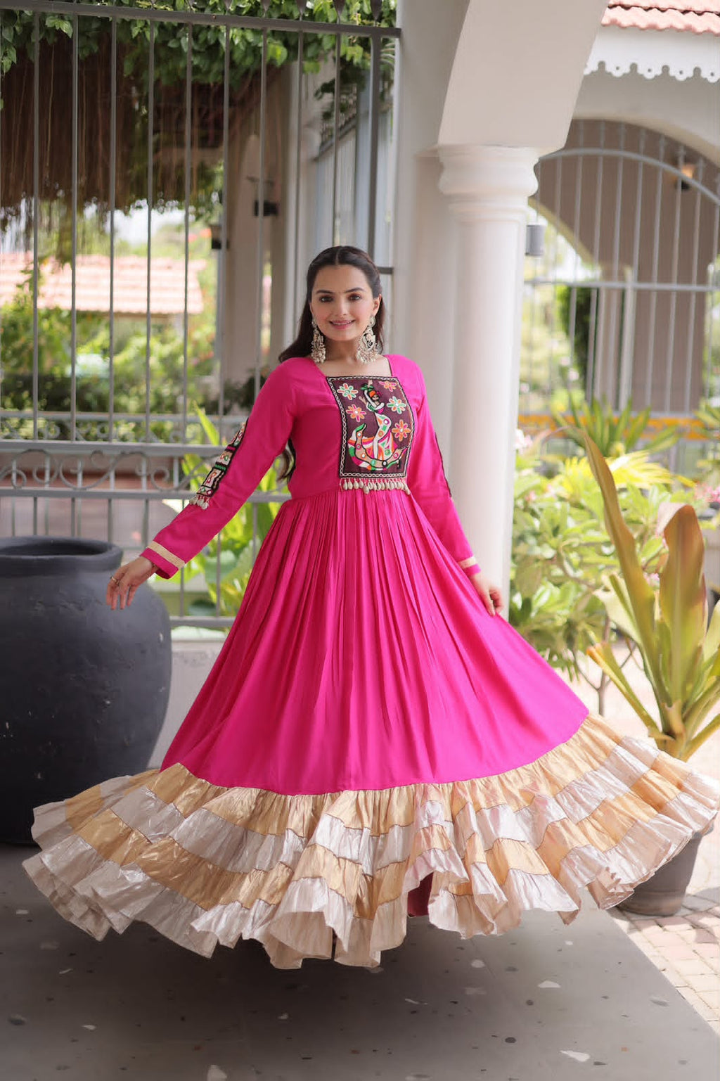 Kutchi Gamthi Mirror Work Gown