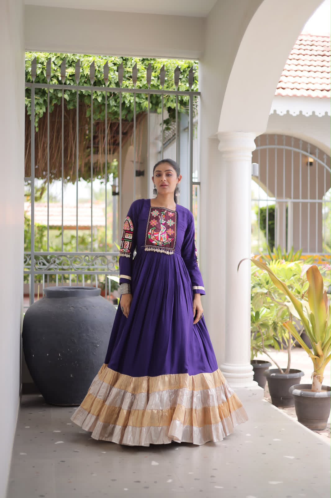 Kutchi Gamthi Mirror Work Gown