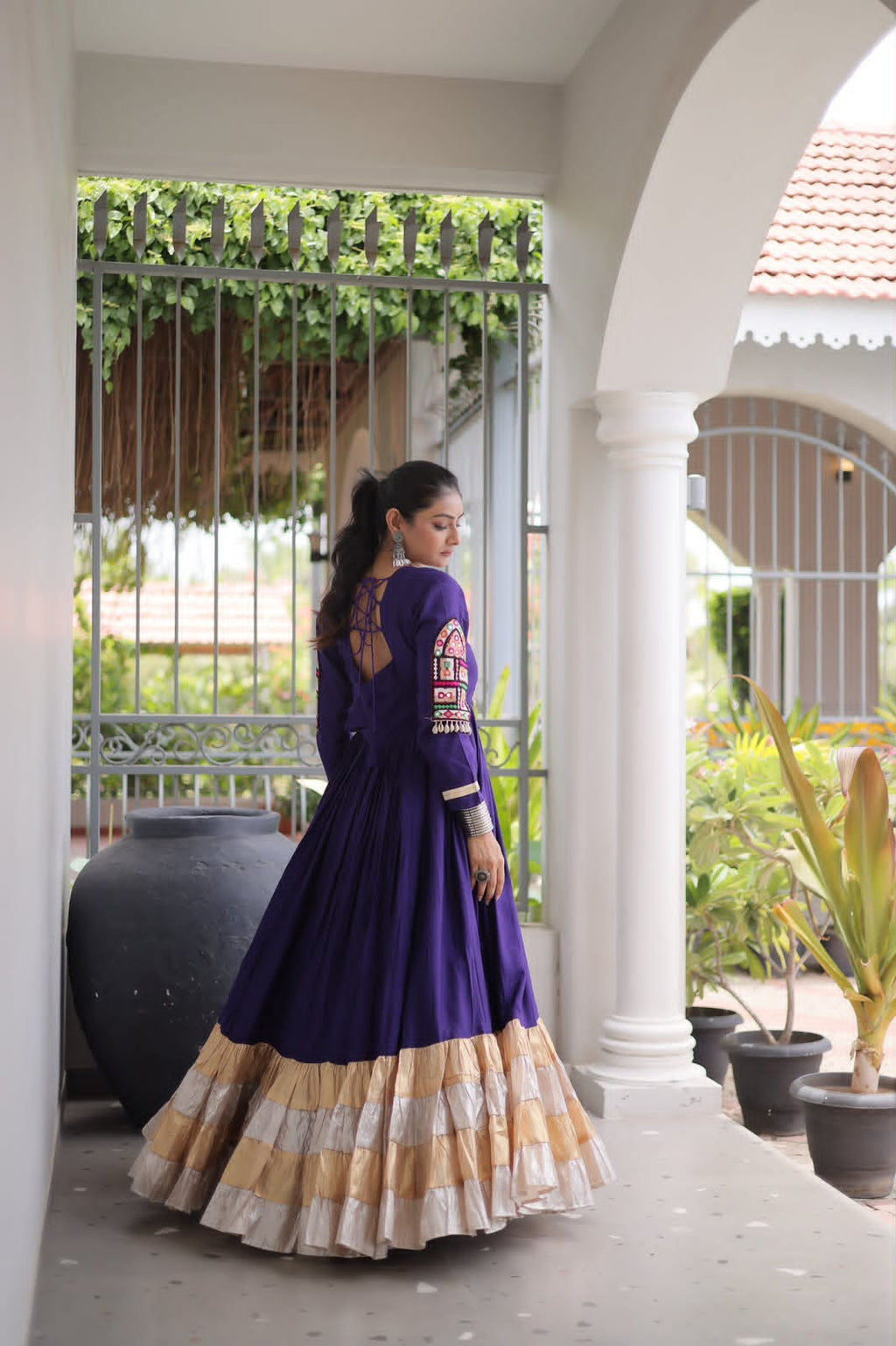 Kutchi Gamthi Mirror Work Gown