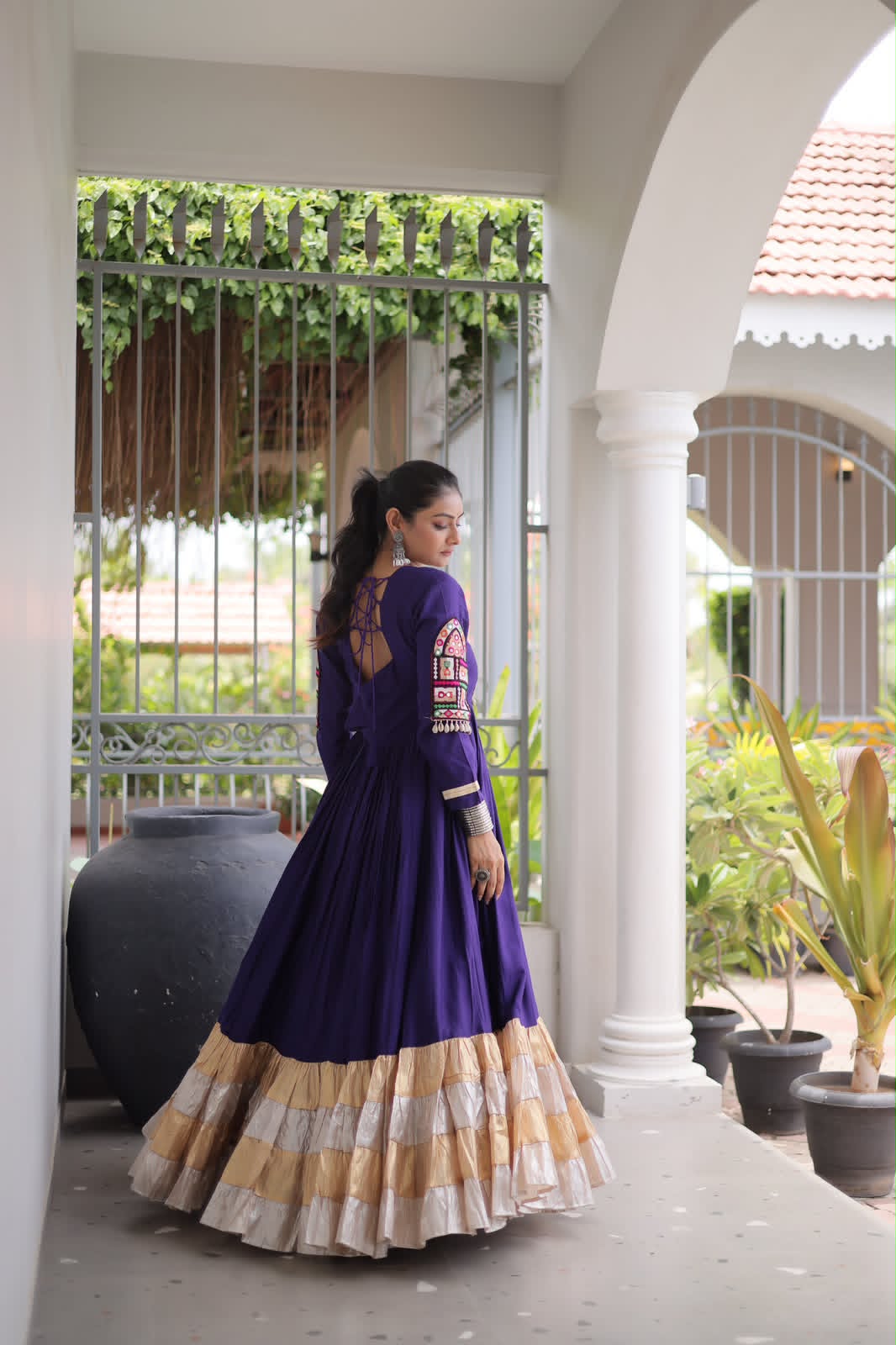 Kutchi Gamthi Mirror Work Gown