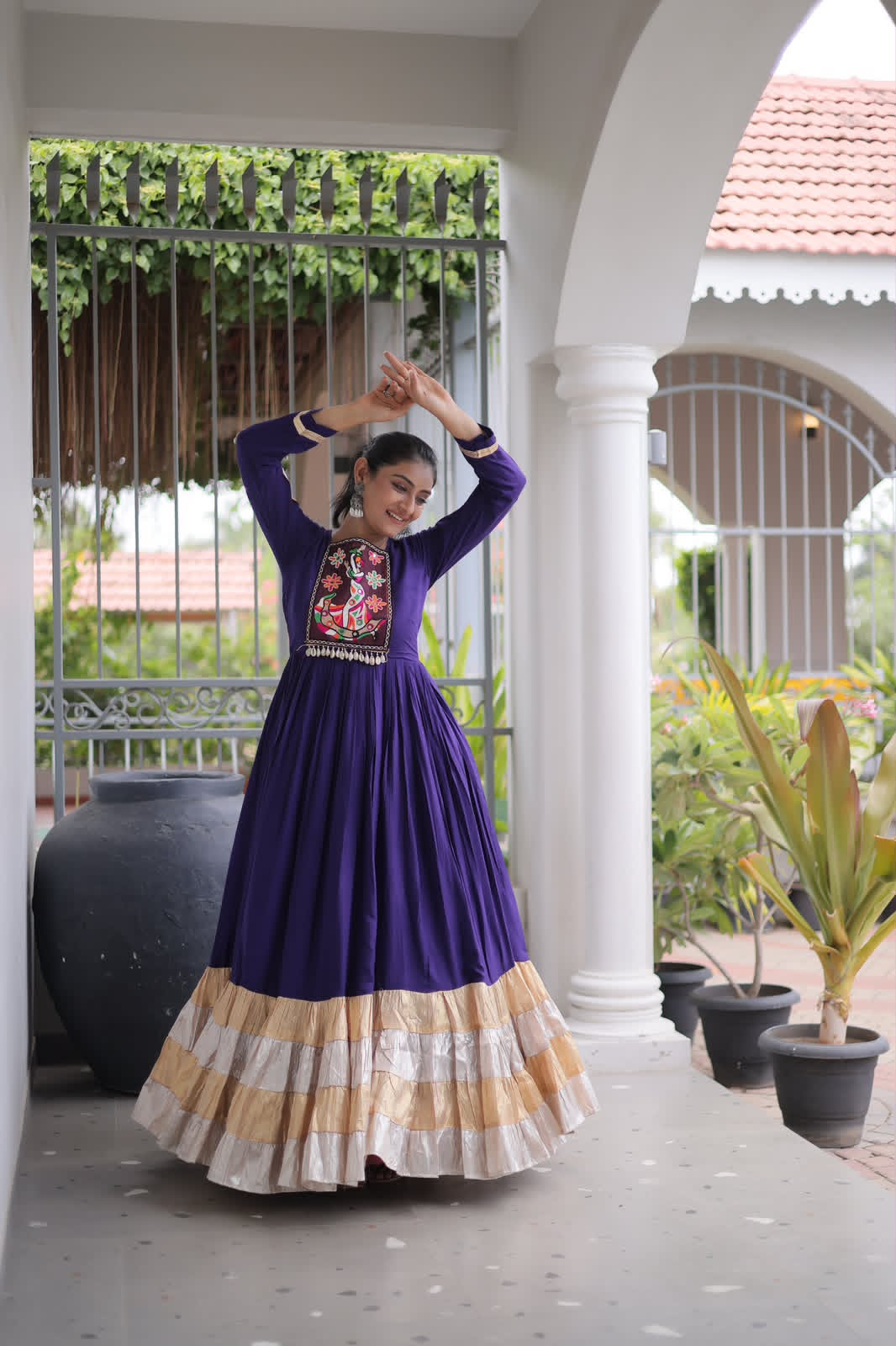 Kutchi Gamthi Mirror Work Gown