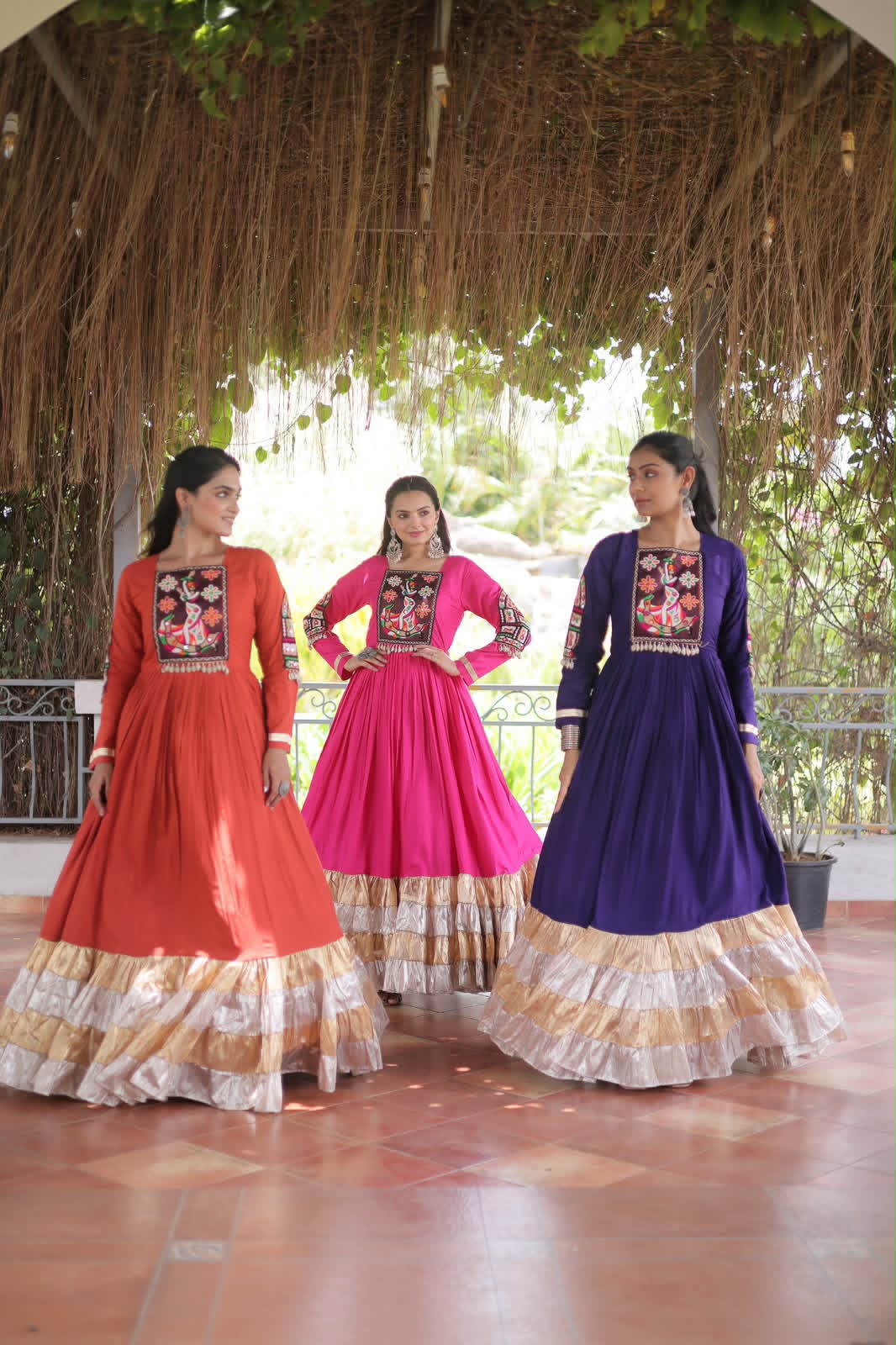 Kutchi Gamthi Mirror Work Gown