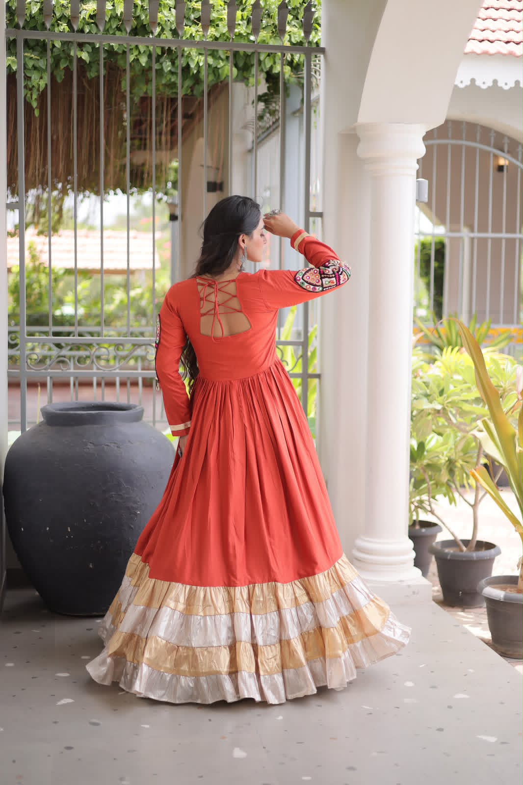 Kutchi Gamthi Mirror Work Gown