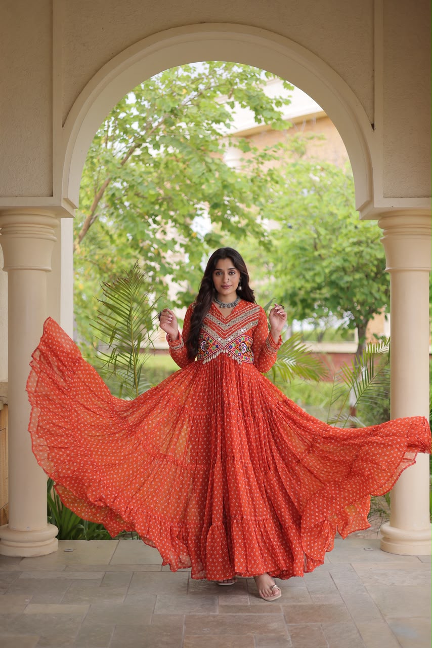 Bandhani Kutchi Patchwork Gown