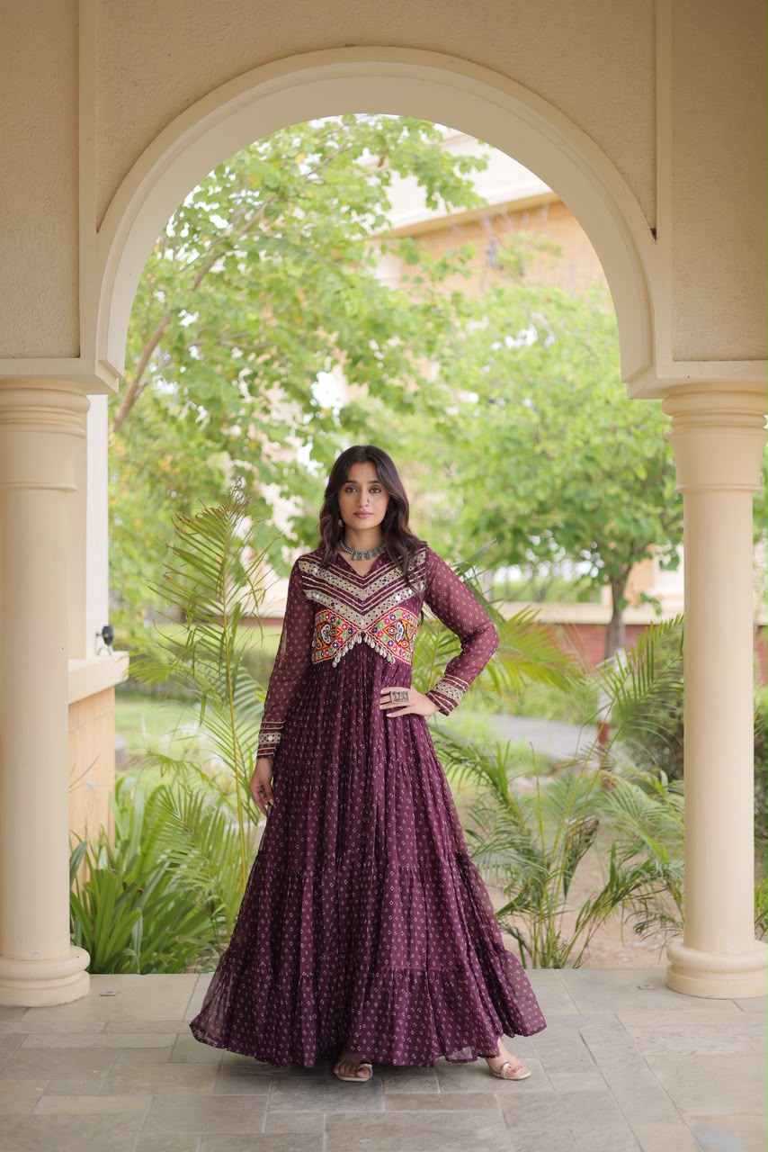 Bandhani Kutchi Patchwork Gown