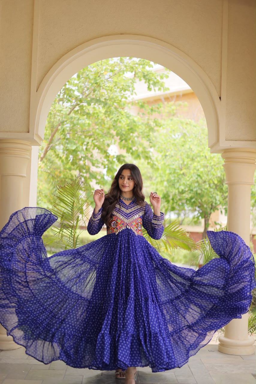 Bandhani Kutchi Patchwork Gown
