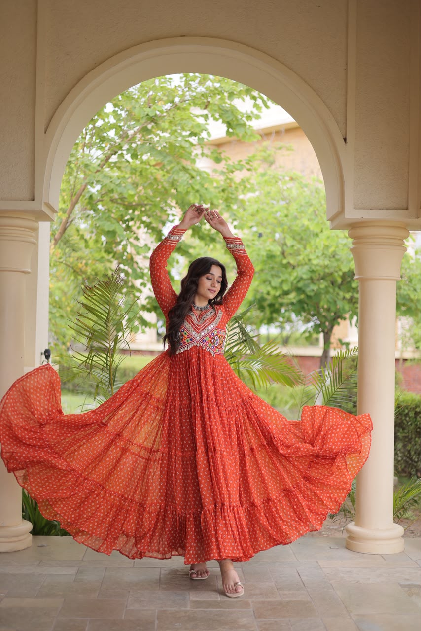 Bandhani Kutchi Patchwork Gown