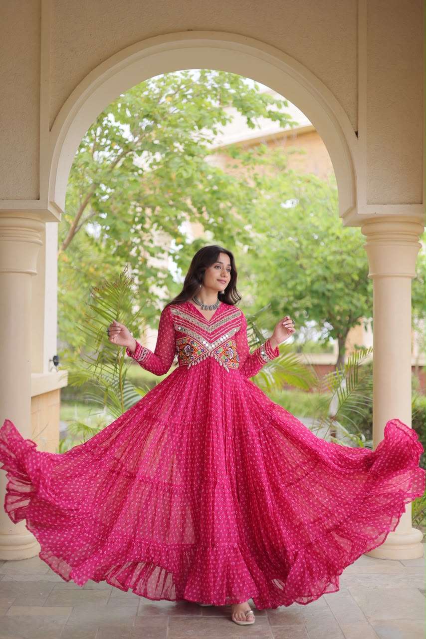 Bandhani Kutchi Patchwork Gown